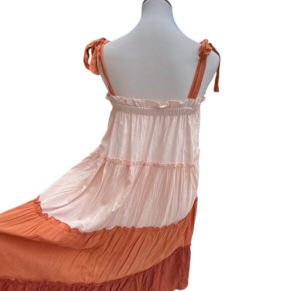 Large Dress Fall Midi Boho Bohemian Prairie Dress Resortwear Large Terra Cotta - Picture 5 of 14